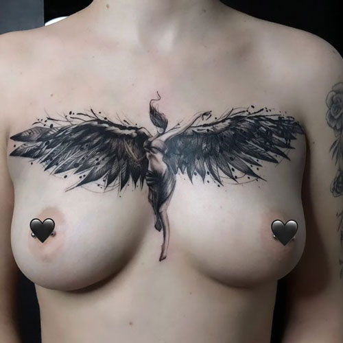 tatuaje angel en pechos