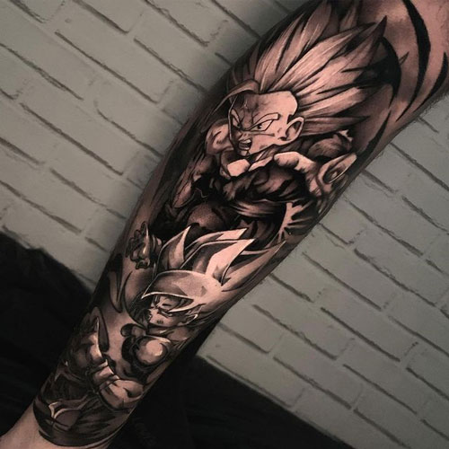 tatuaje black and grey GOKU