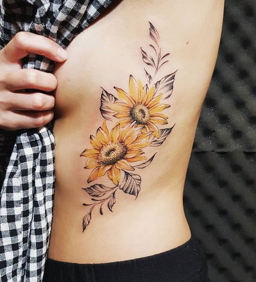 tatuaje de plantas de girasol