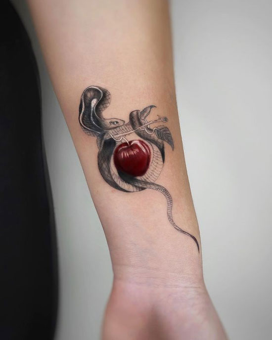 tatuaje manzana y serpiente