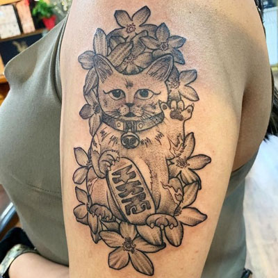 Lucky cat tattoo