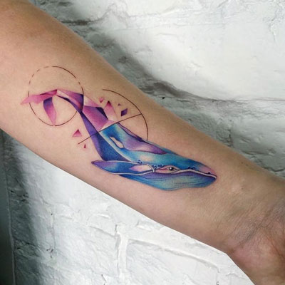 aquacolor geometrico tattuaje de ballena
