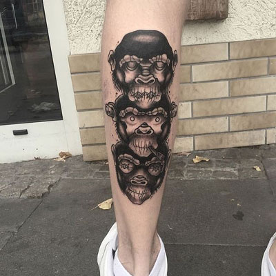 tatuaje de 3 monos