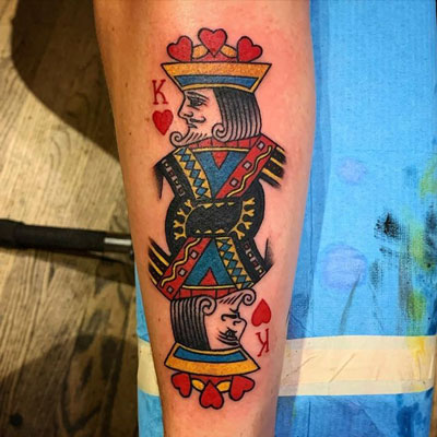 tatuaje rey de corazon a color