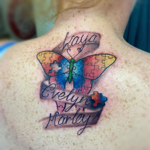 Tattoo mariposa rompecabezas