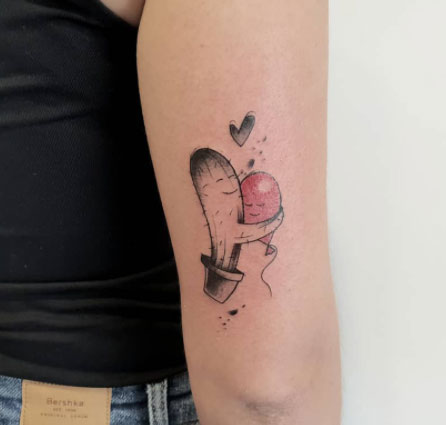 globo y cactu tatuaje
