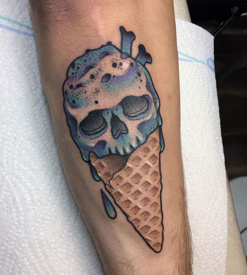 tatuaje helado y craneo