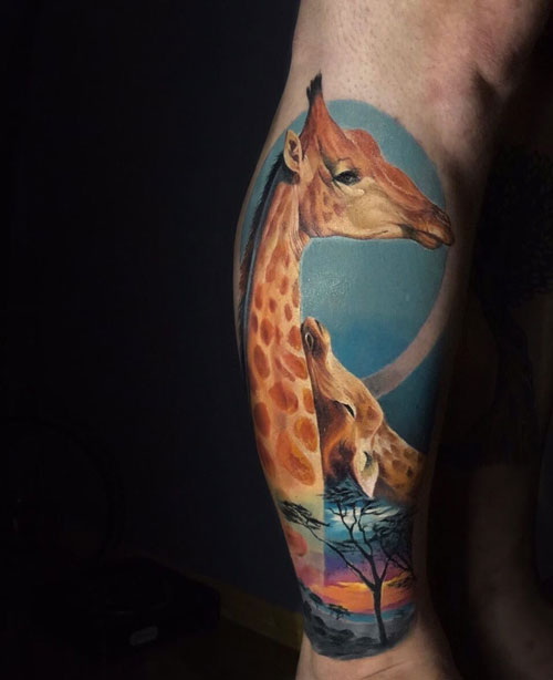 tatuaje color de jirafa