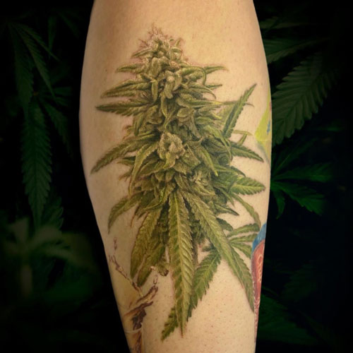 tatuaje marihuana realistica