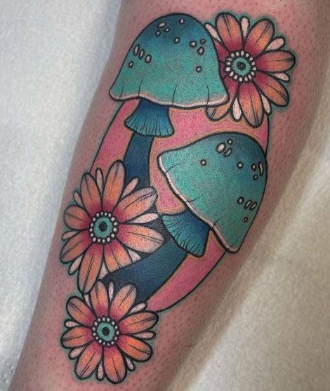 tattoo champiñones a color