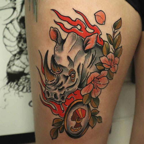 tattoo new tradicional rinoceronte