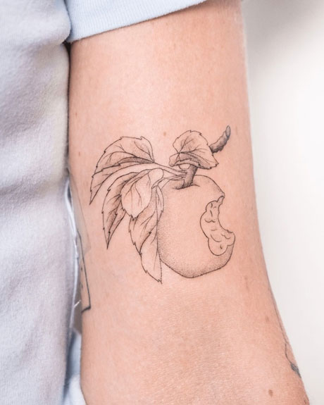 tatuaje de manzana y rama
