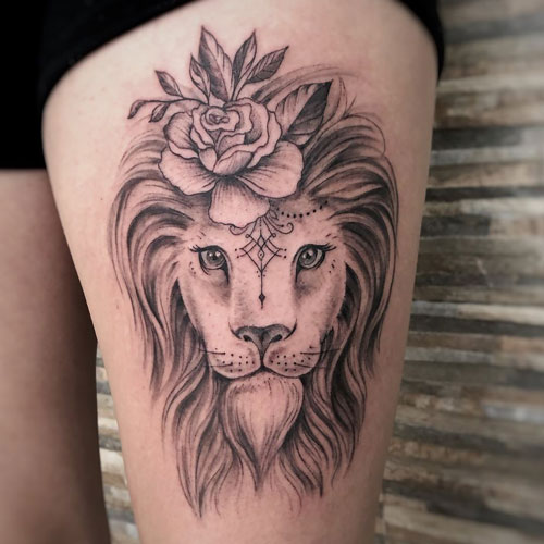 tatuaje para mujer de leon