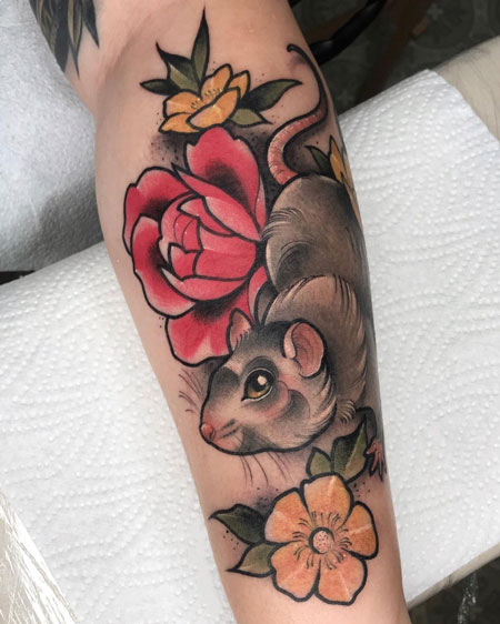 tatuaje tradicional americaano raton