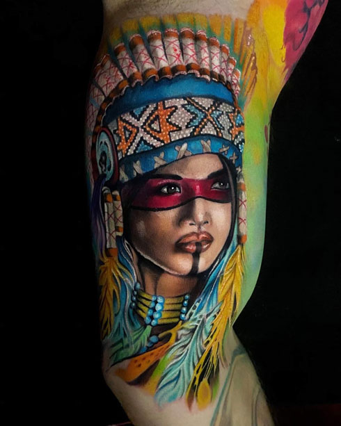 native american tattoo mujer