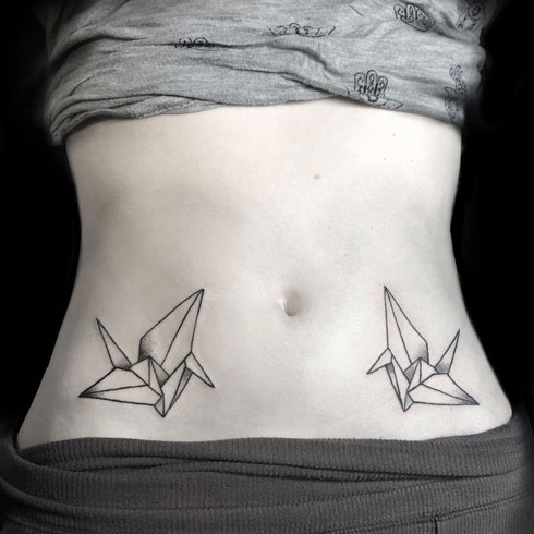 tattoo de grullas en origami